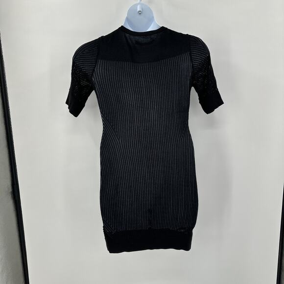 AllSaints Marlier Dress US 10 Black Open Knit Mini Pullover Whimsigoth Grunge - Picture 4 of 9